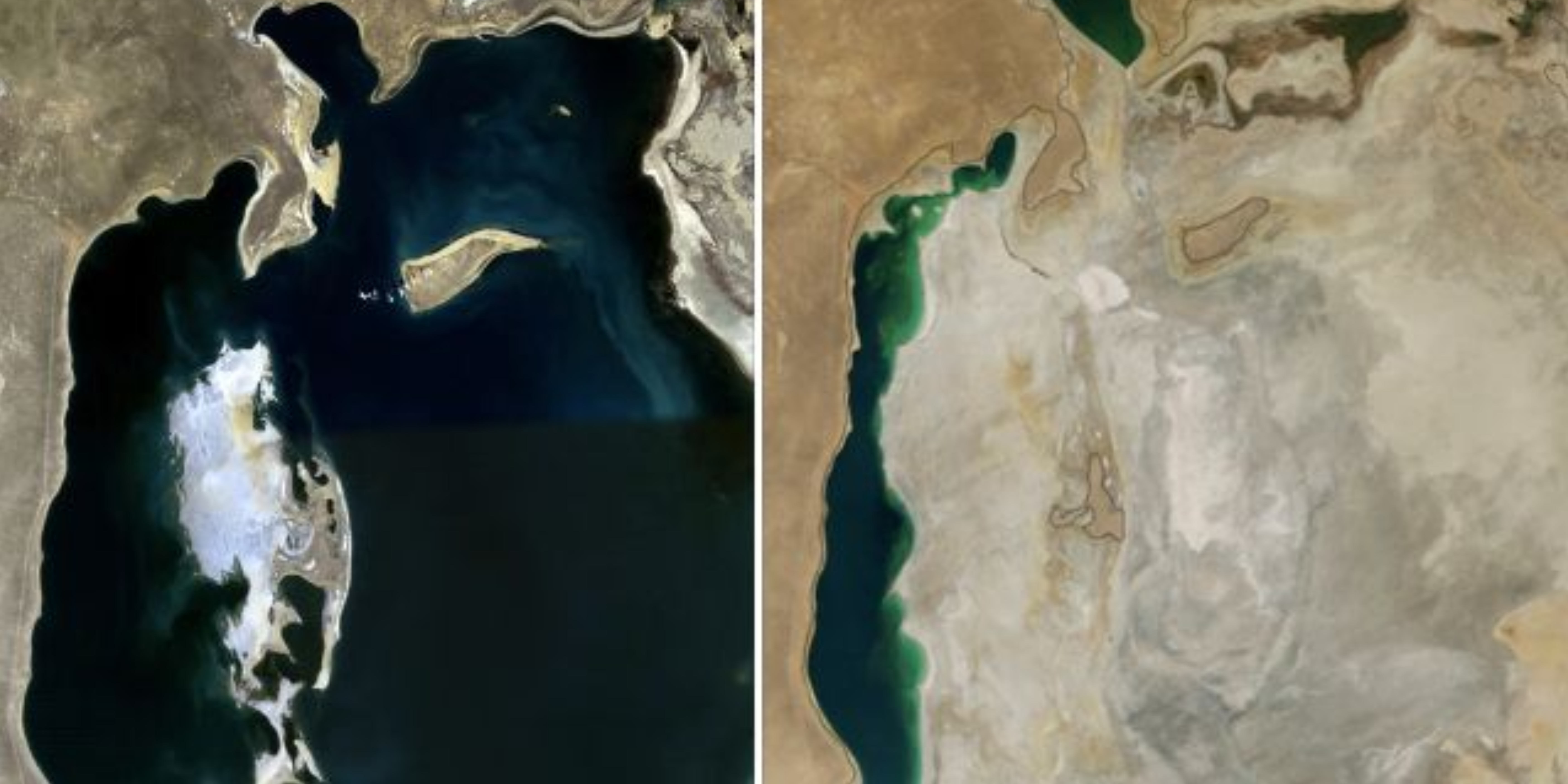 Aral-tó, amely a gyapottermesztés miatt száradt ki