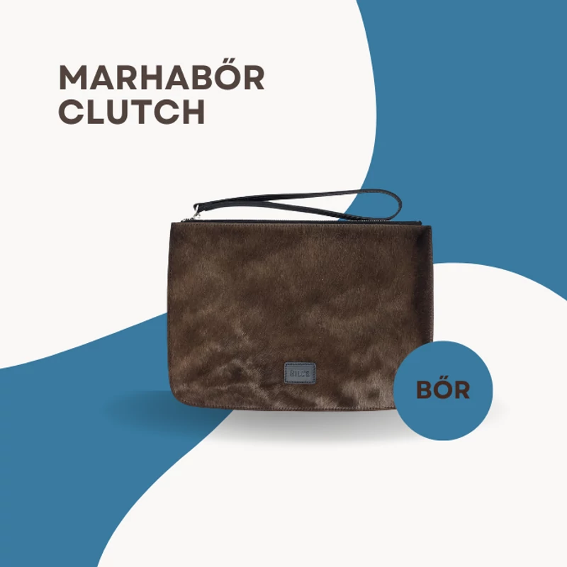 Kézműves kávébarna clutch – magyar termék