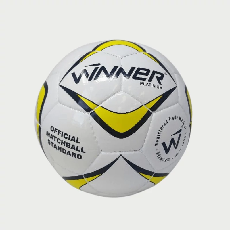 Winner Platinum focilabda – kézzel varrott, fényes sárga-fekete edzőlabda